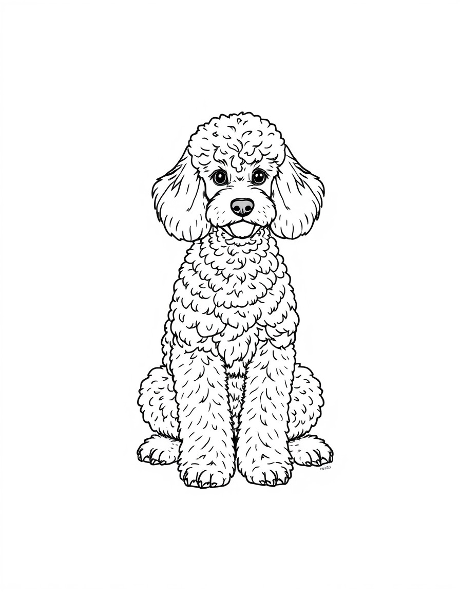 a full-body image of a poodle sitting