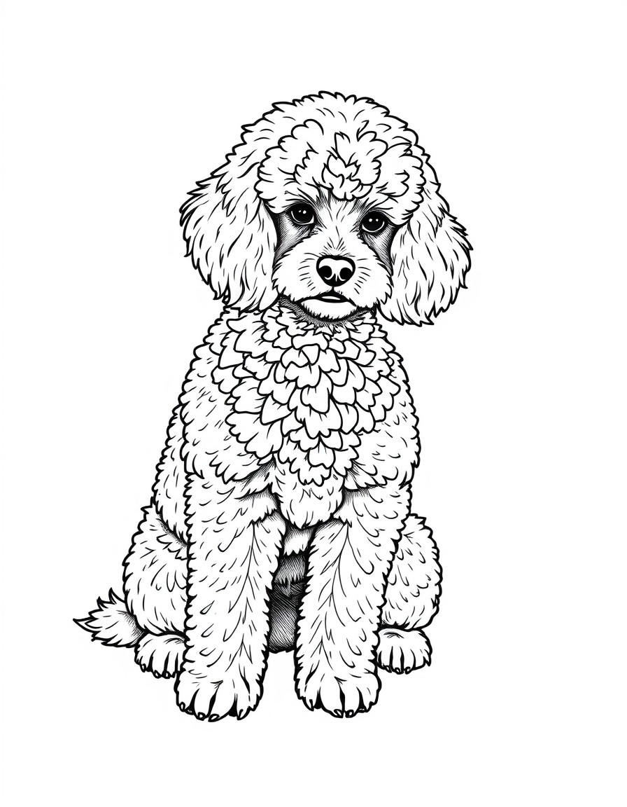 a full-body image of a poodle sitting