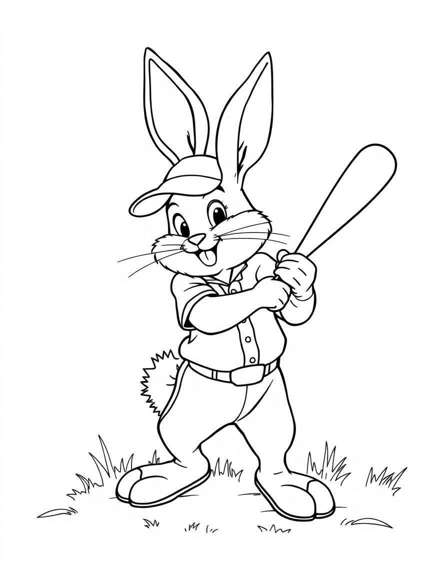 Easter bunny playing baseball