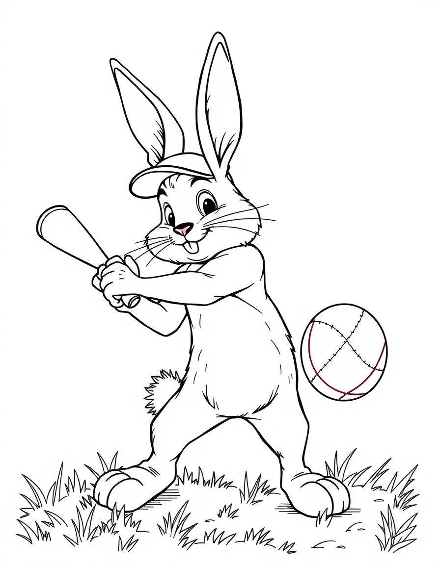 Easter bunny playing baseball