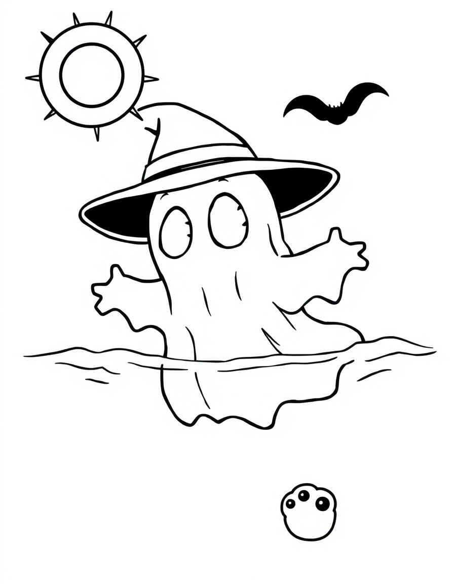 cute spooky ghost swimming on a hot summer day