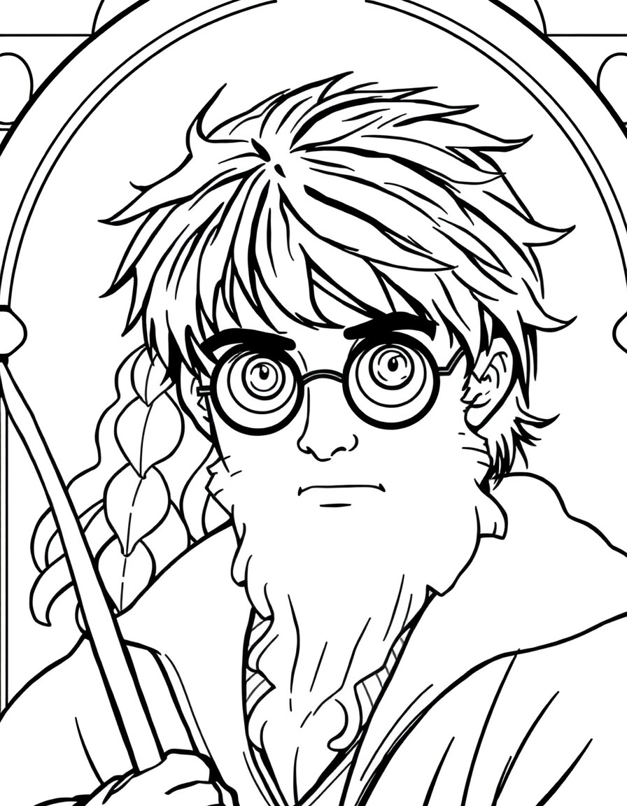 Make an anime image of harry Potter and hagrid