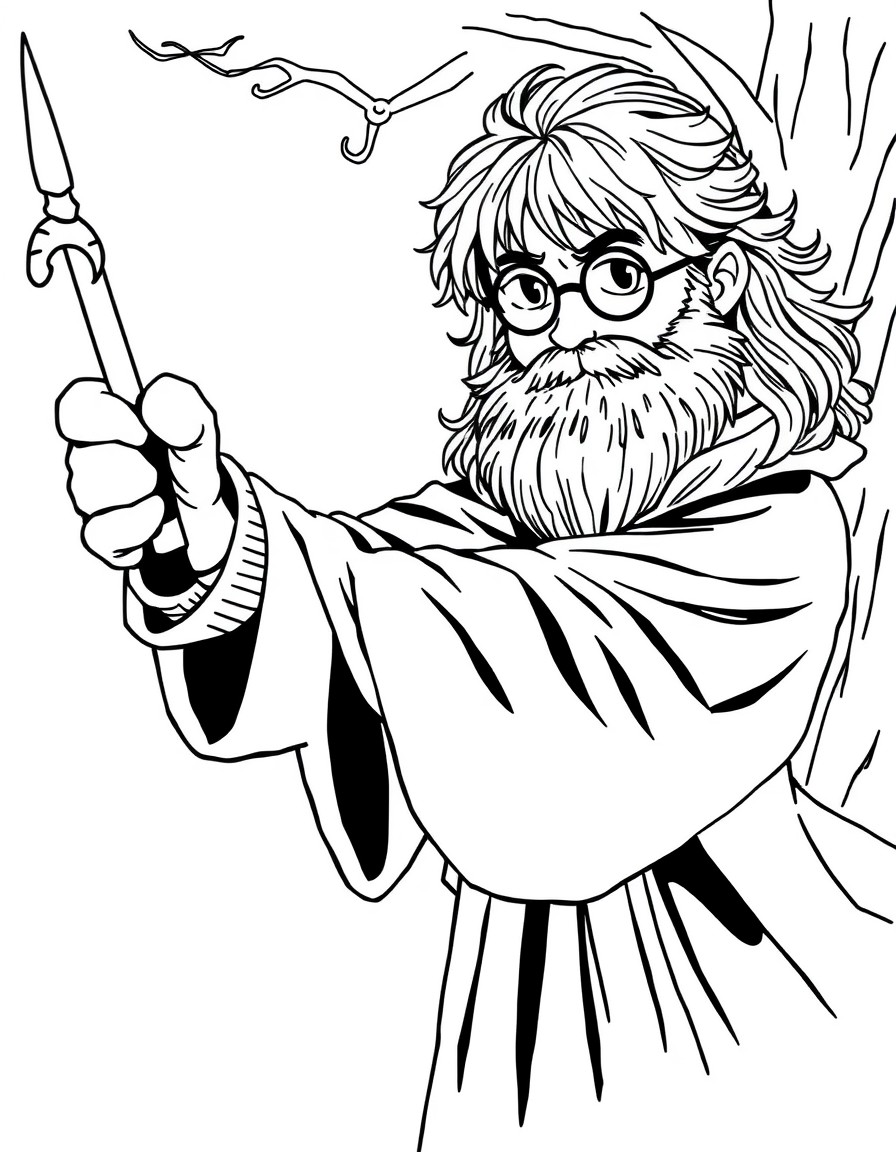 Make an anime image of harry Potter and hagrid