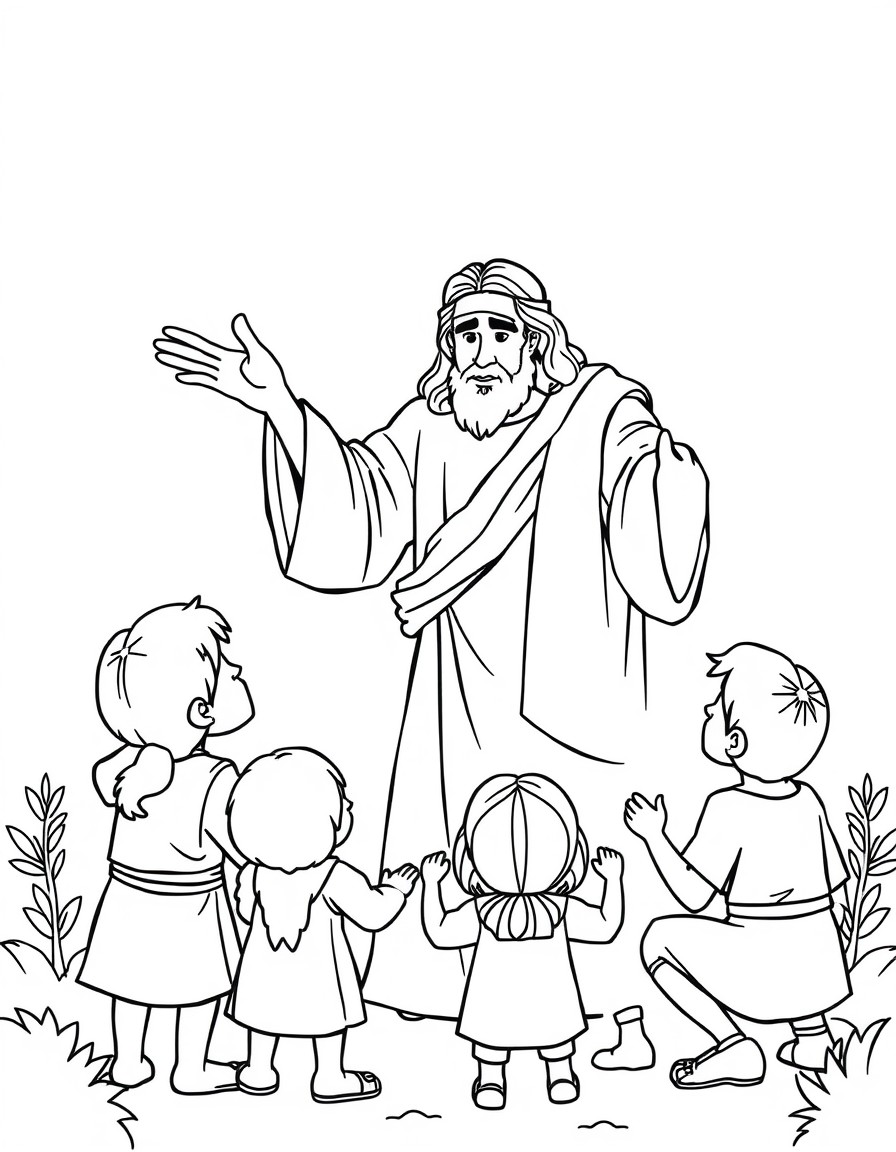 Jesus preaching to children