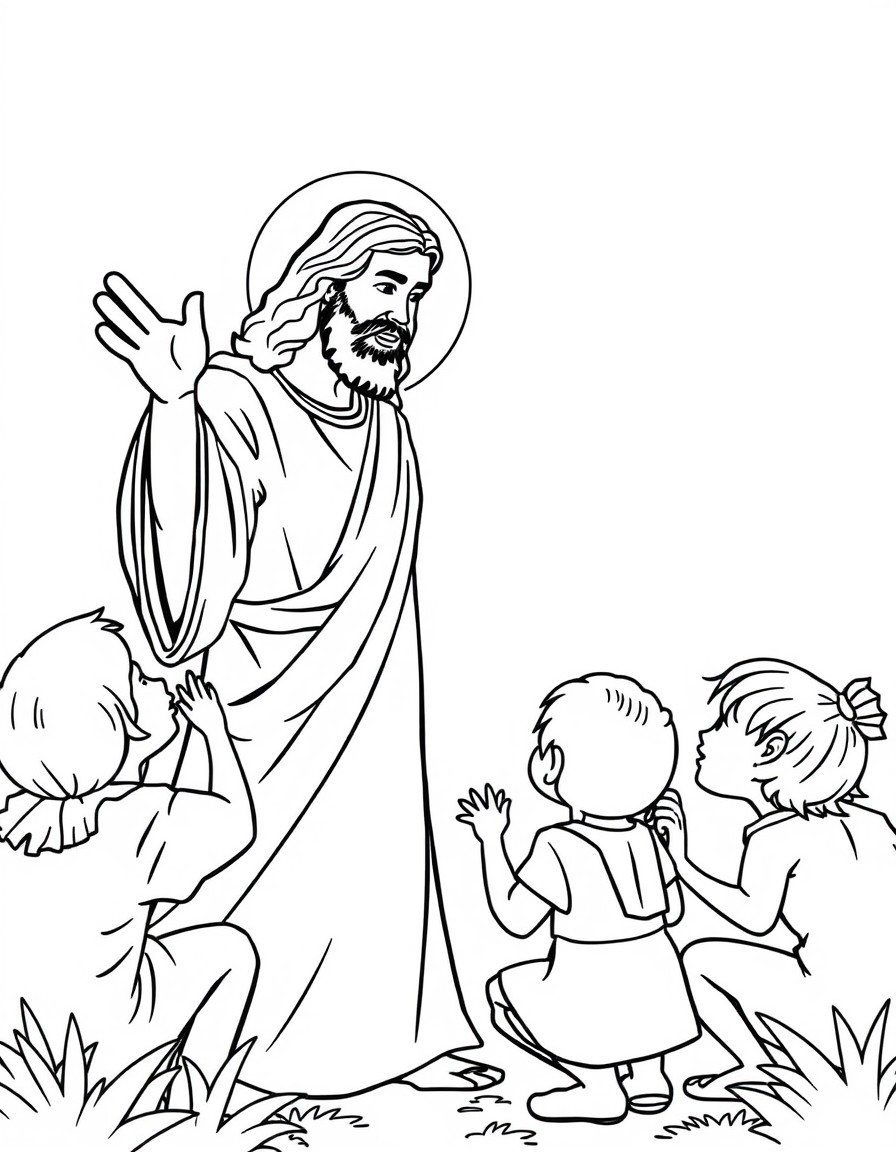 Jesus preaching to children