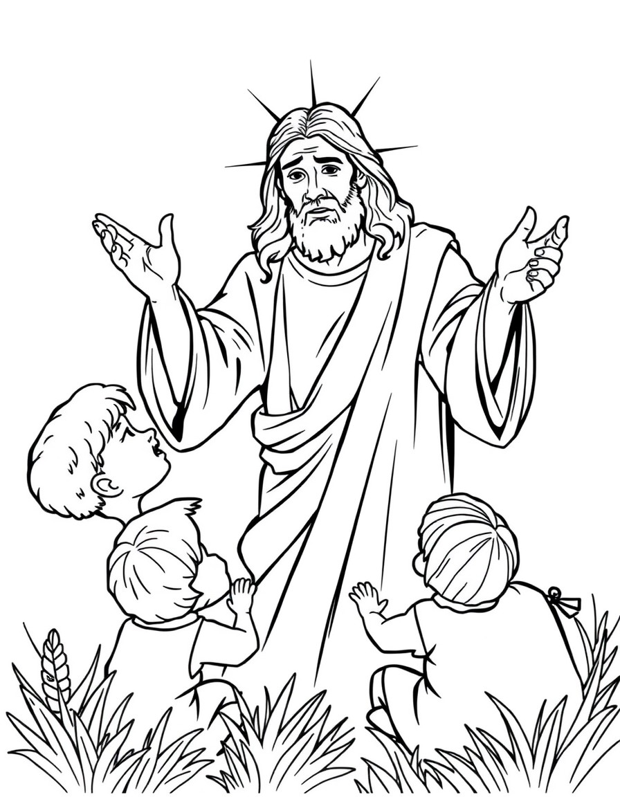 Jesus preaching to children