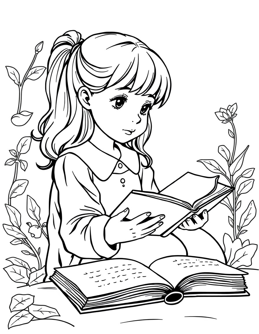 A girl studying book