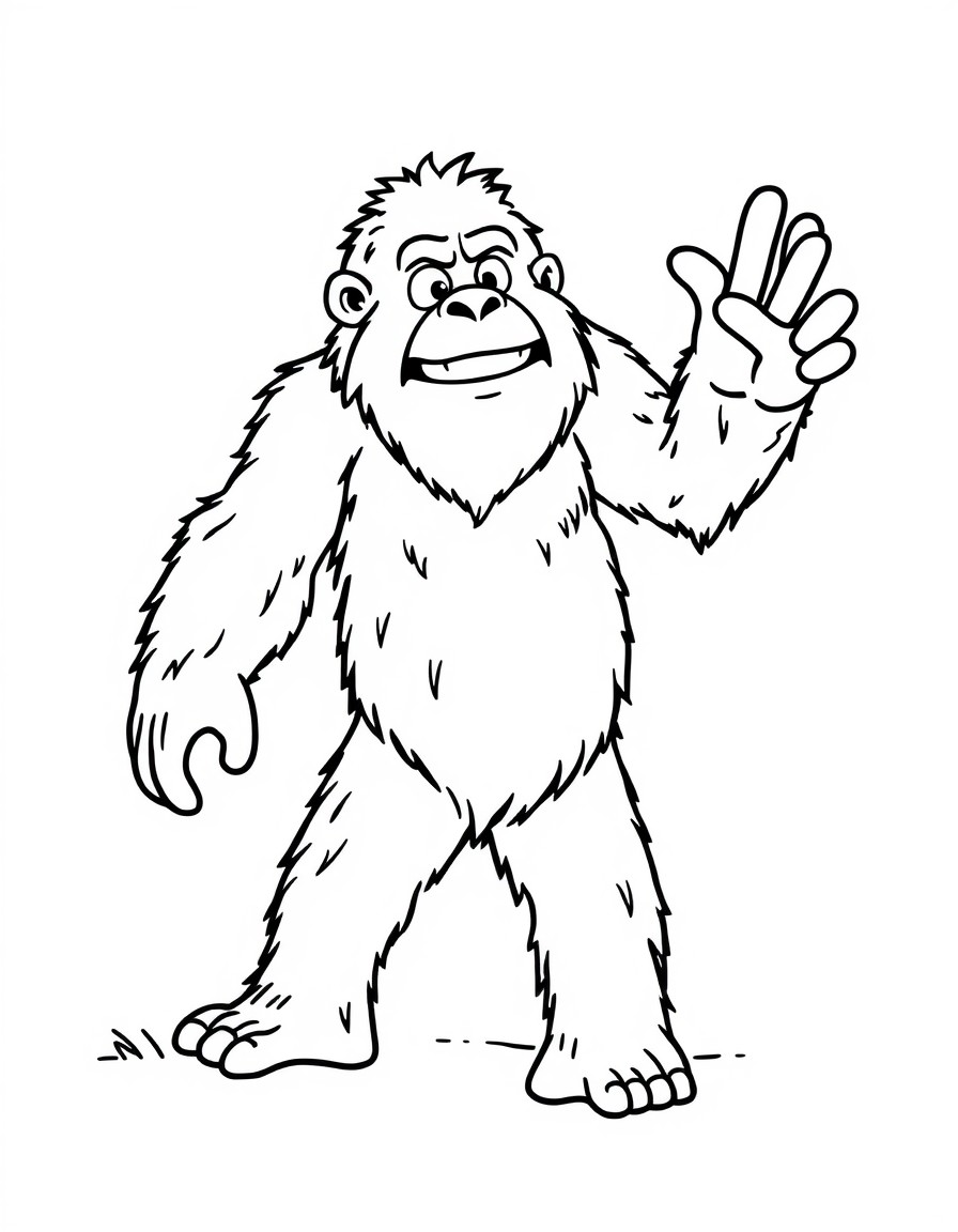 cute bigfoot waving