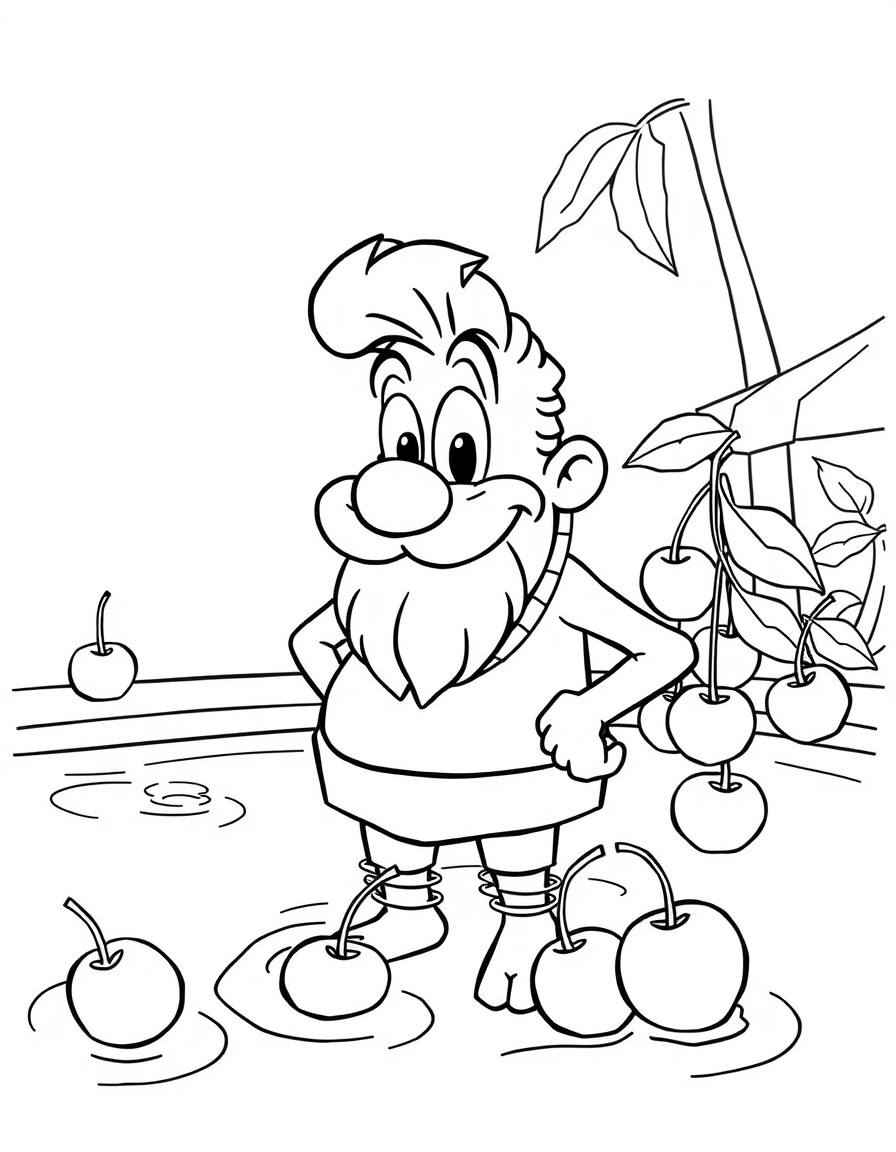 Grimace as a lifeguard at a Sundae Pool with floating cherries.