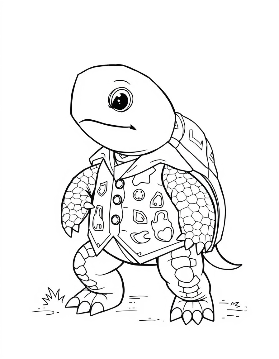 uma tartaruga fofa vestindo um vestido e segurando uma varinha de condo