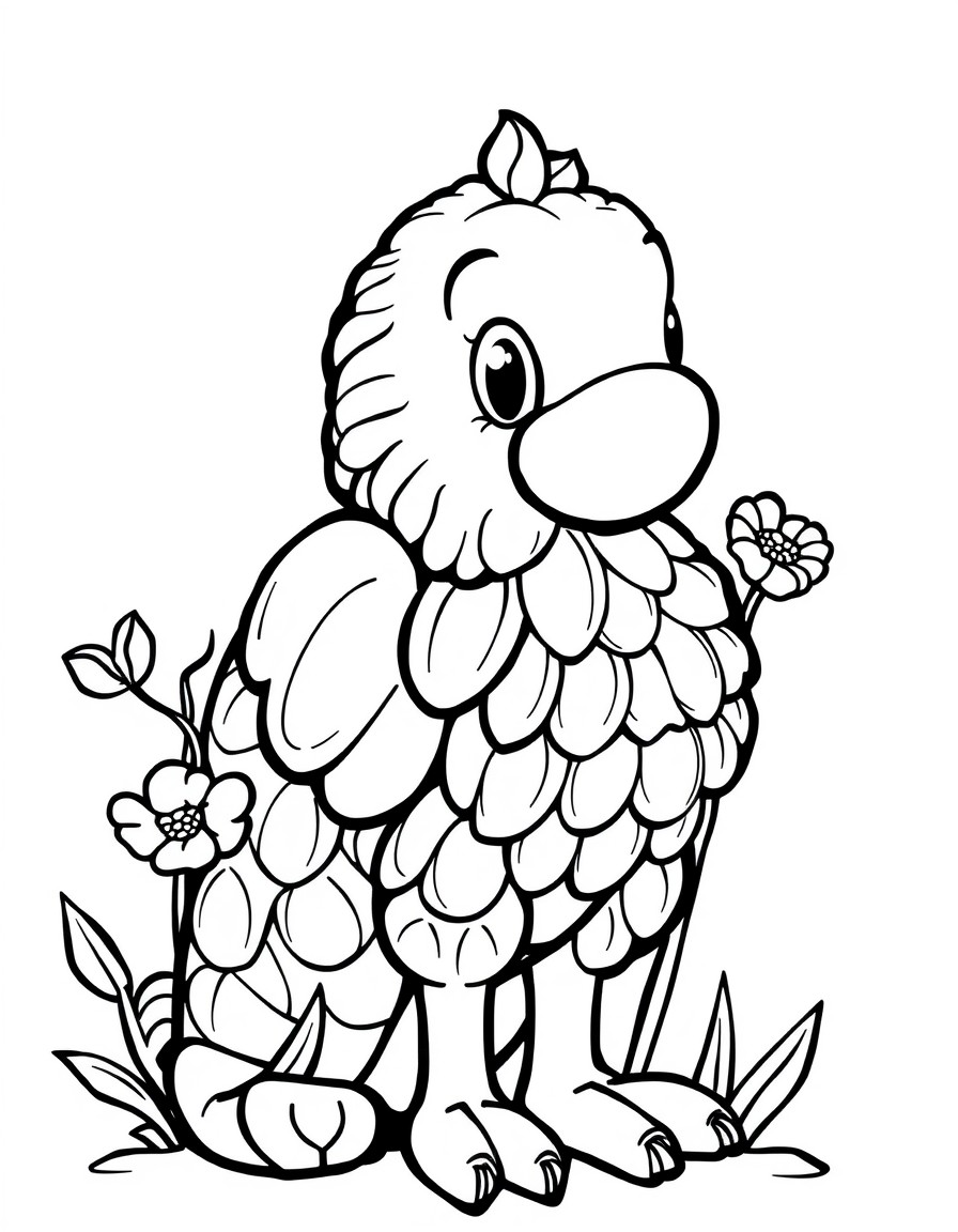 black and white outline, ready for coloring, coloring page with white background and black lines of: , simple black outlines, large clear spaces perfect for kids coloring