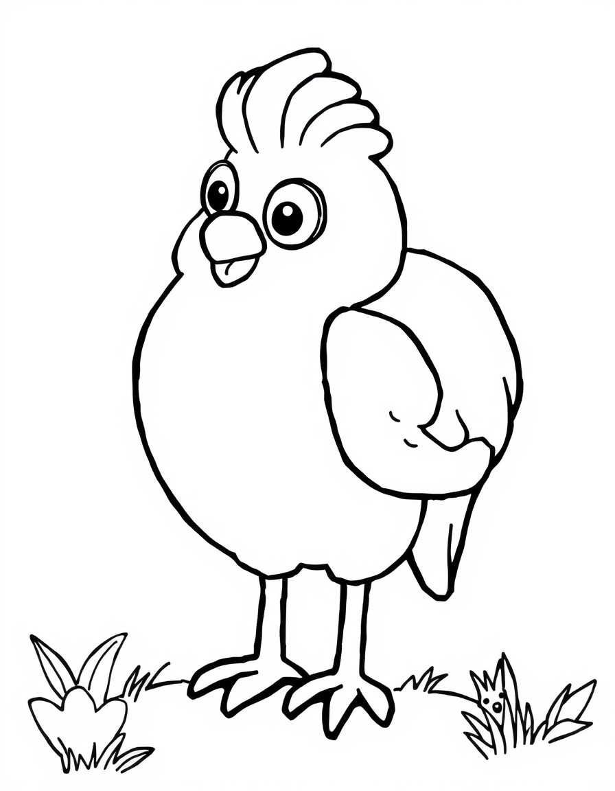 black and white outline, ready for coloring, coloring page with white background and black lines of: , simple black outlines, large clear spaces perfect for kids coloring