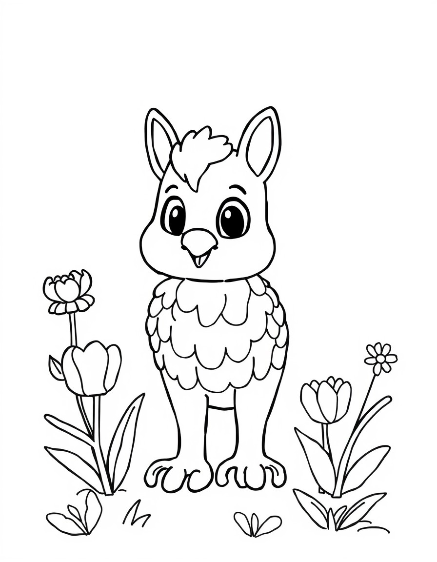 black and white outline, ready for coloring, coloring page with white background and black lines of: , simple black outlines, large clear spaces perfect for kids coloring