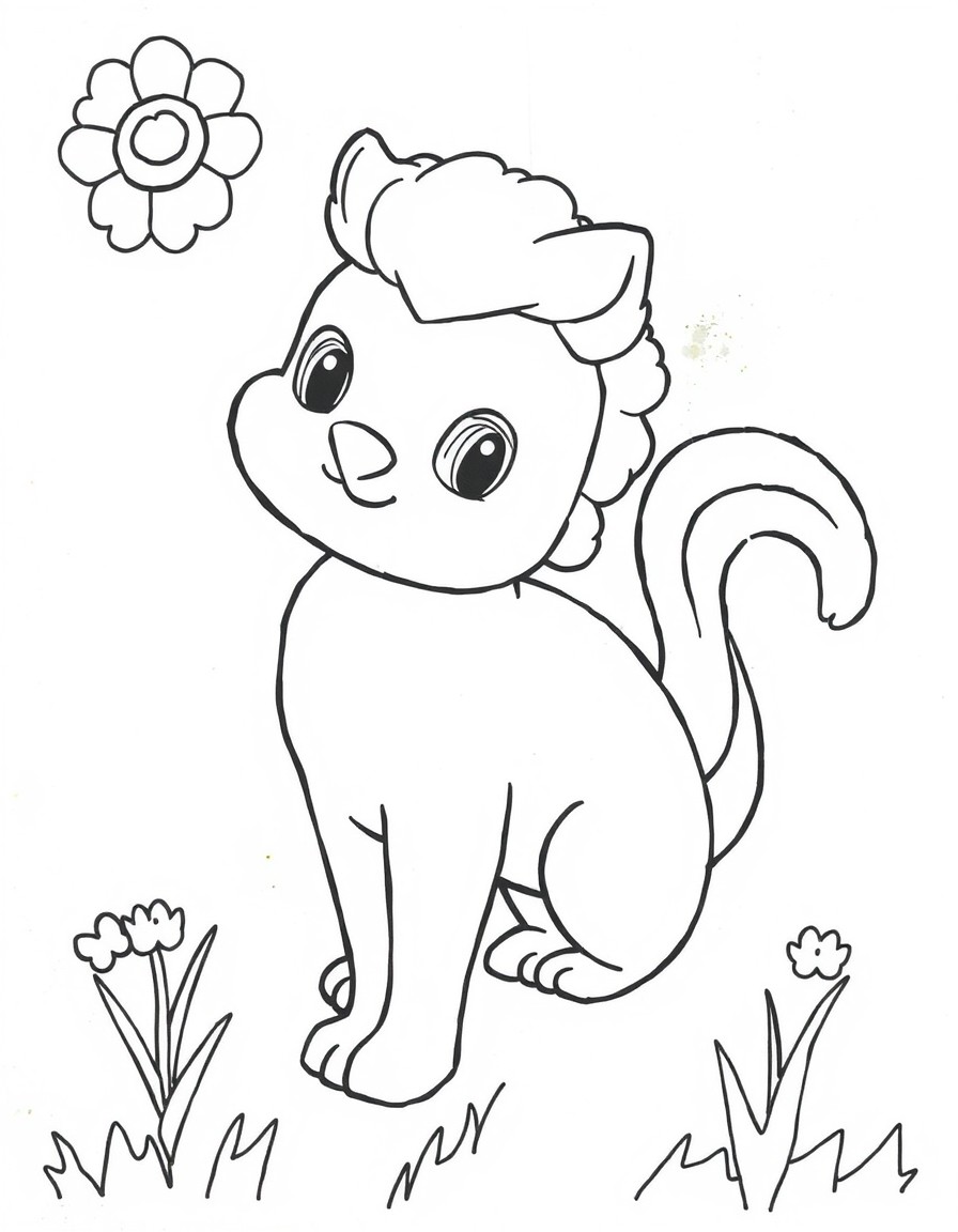 black and white outline, ready for coloring, coloring page with white background and black lines of: , simple black outlines, large clear spaces perfect for kids coloring