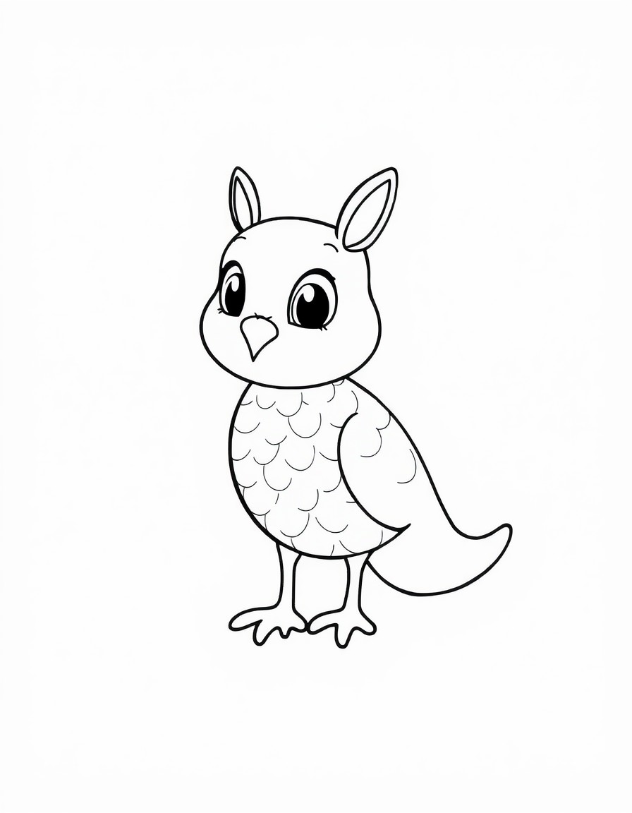 black and white outline, ready for coloring, coloring page with white background and black lines of: , simple black outlines, large clear spaces perfect for kids coloring