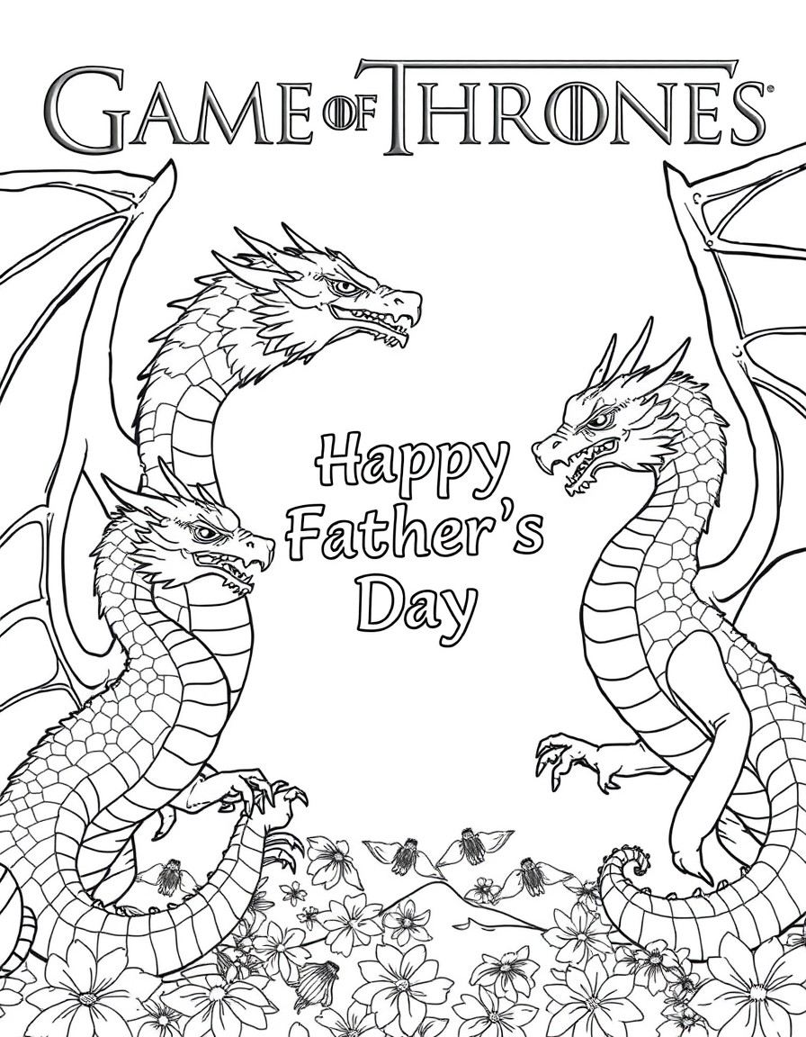 A Game of thrones picture with 3 dragons thats says " Happy Father's Day" soe where on the page.