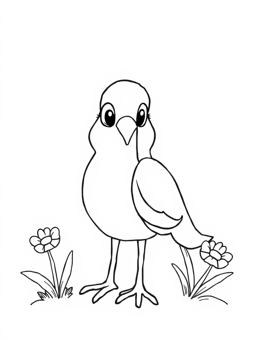 black and white outline, ready for coloring, coloring page with white background and black lines of: , simple black outlines, large clear spaces perfect for kids coloring