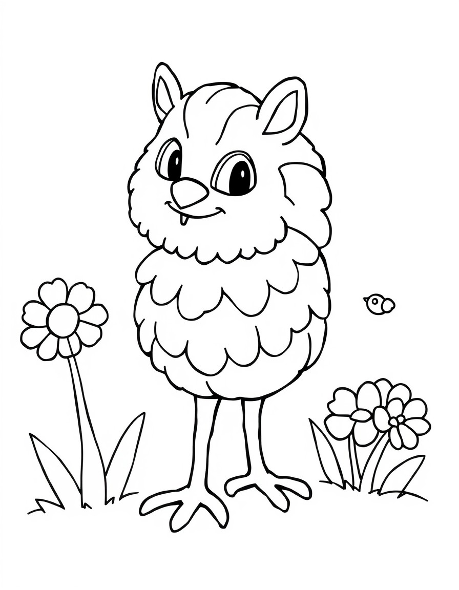 black and white outline, ready for coloring, coloring page with white background and black lines of: , simple black outlines, large clear spaces perfect for kids coloring