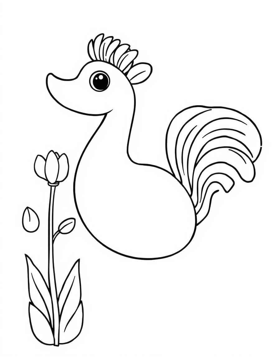 black and white outline, ready for coloring, coloring page with white background and black lines of: , simple black outlines, large clear spaces perfect for kids coloring