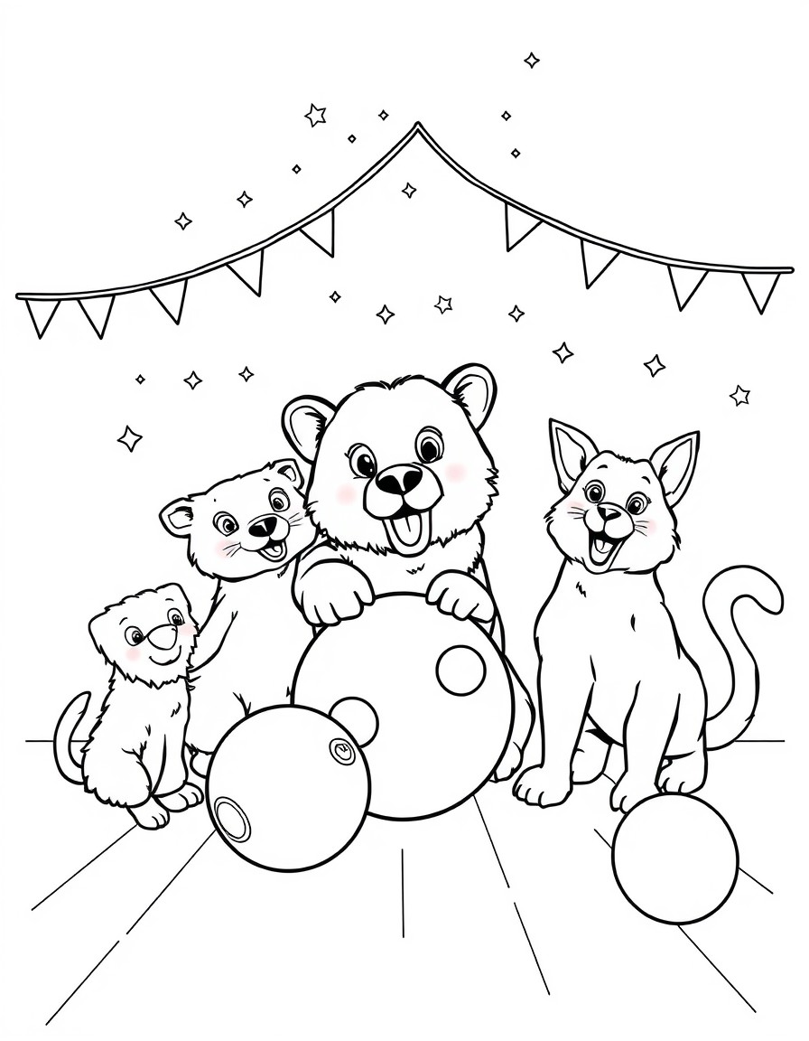 format A3 with bowling and animals and party