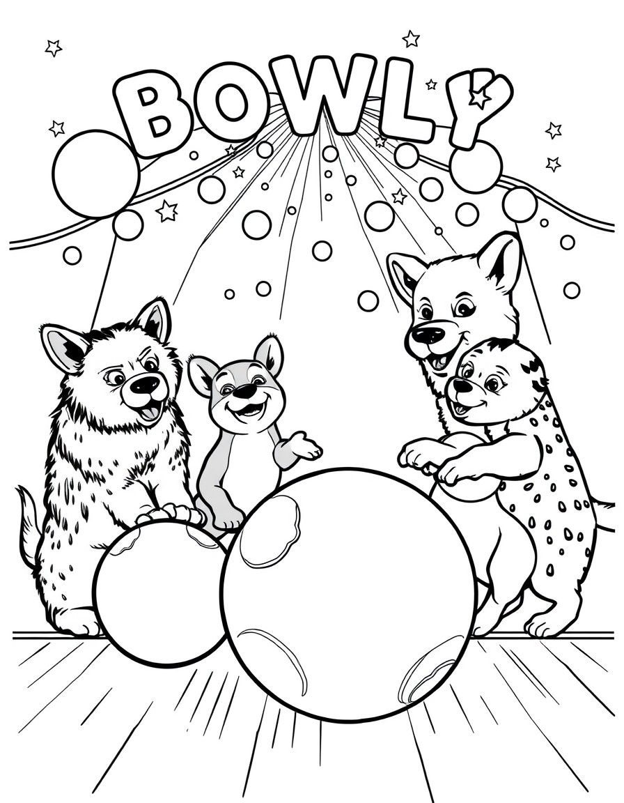 format A3 with bowling and animals and party