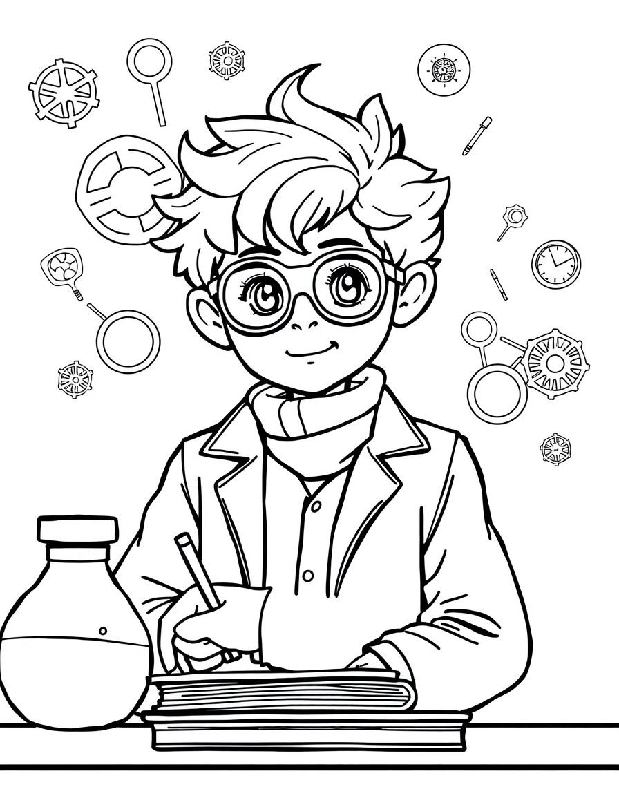 A student at the class of science