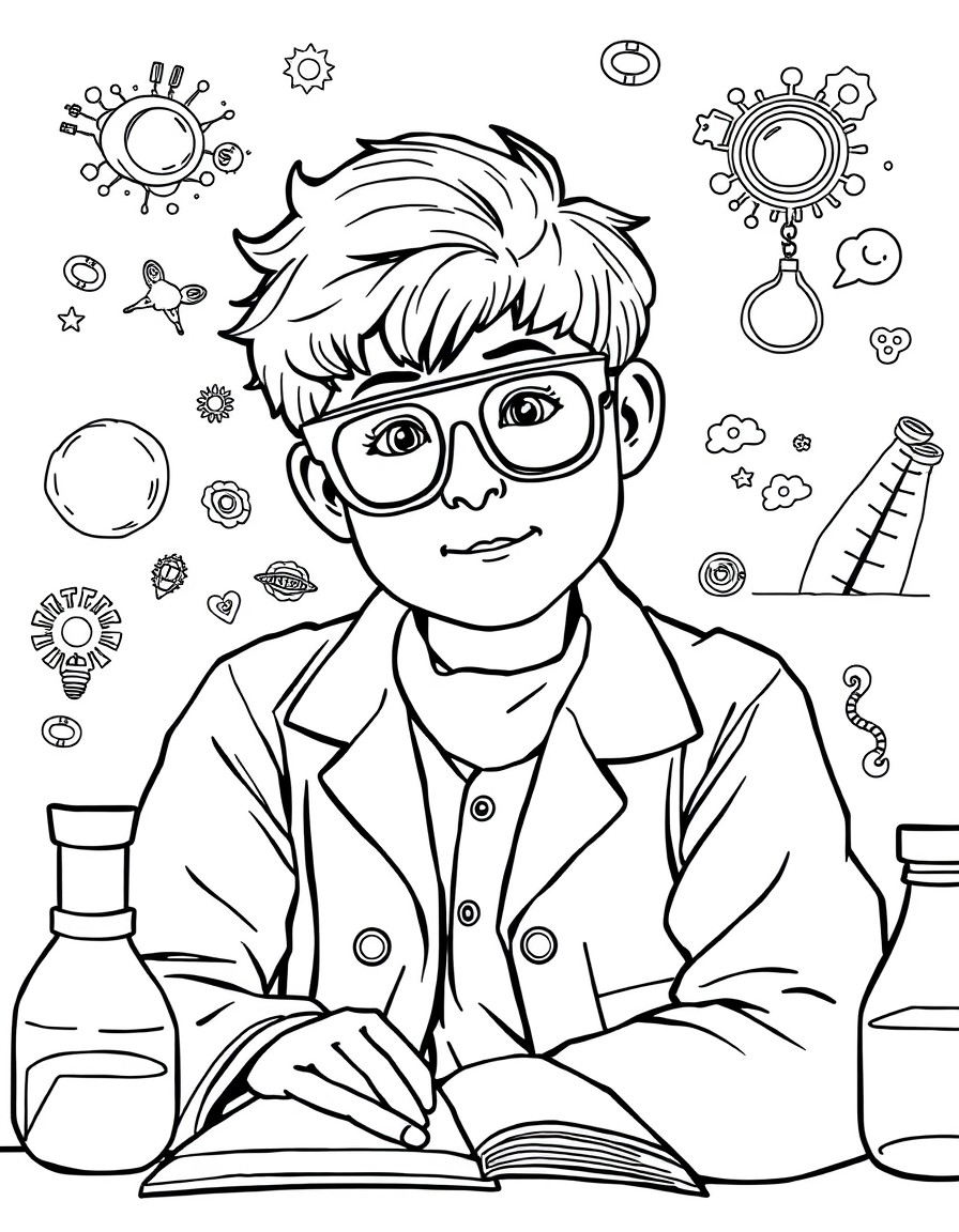 A student at the class of science