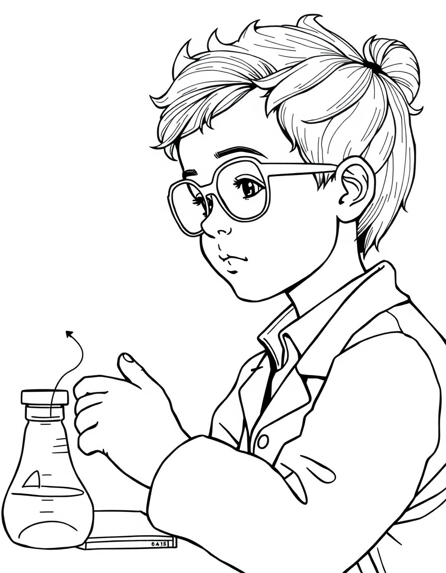 A student at the class of science