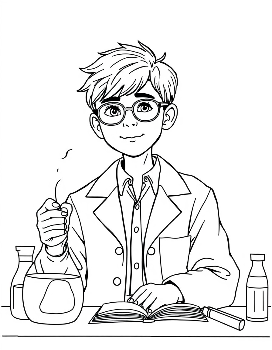 A student at the class of science