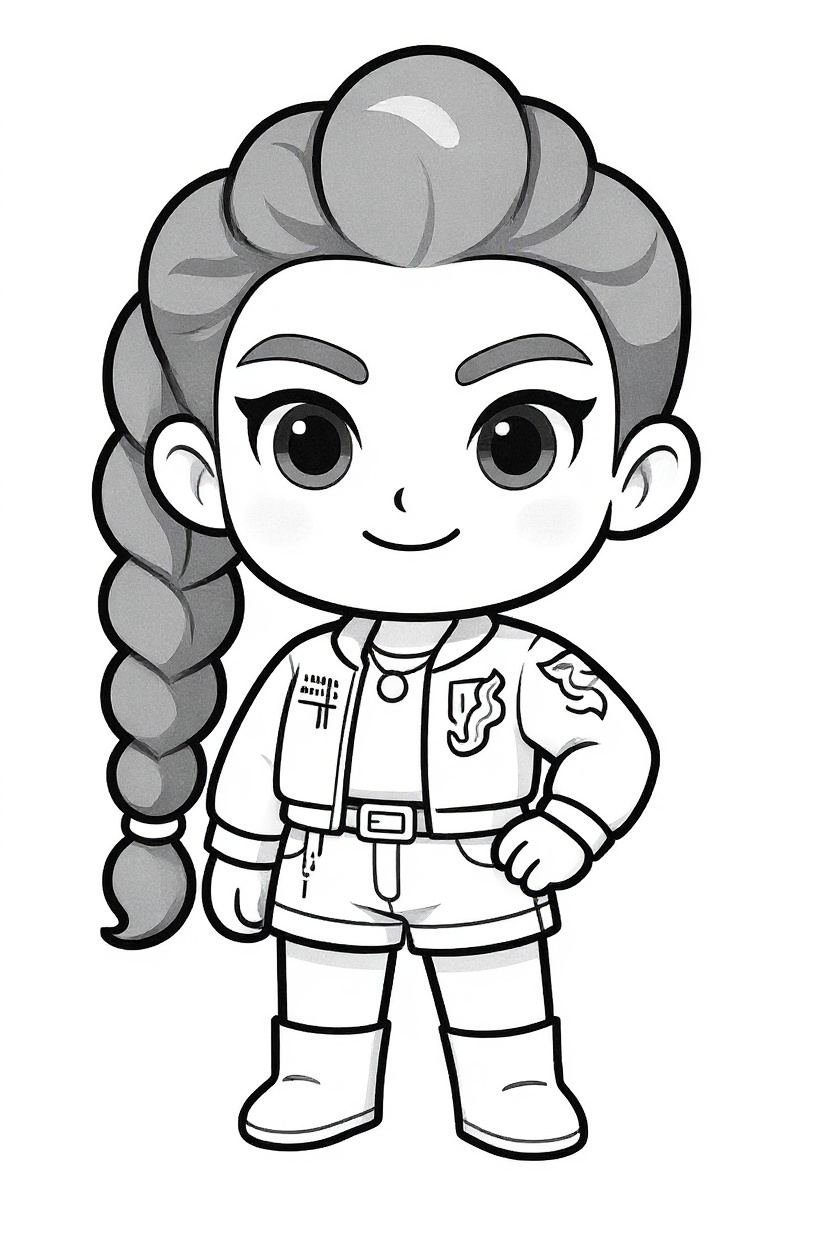 Make this a high-quality black and white COLORING PAGE with white background, only black lines, NO big gray areas, and clear, thick bold outlines, well-defined shapes, and clean edges. Remove all shad