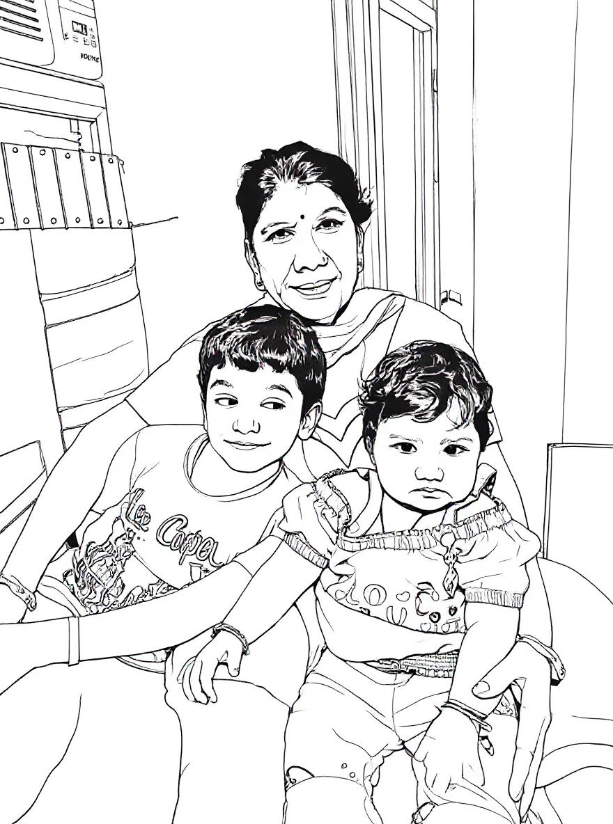 Make this a high-quality black and white COLORING PAGE with white background, only black lines, NO big gray areas, and clear, thick bold outlines, well-defined shapes, and clean edges. Remove all shad