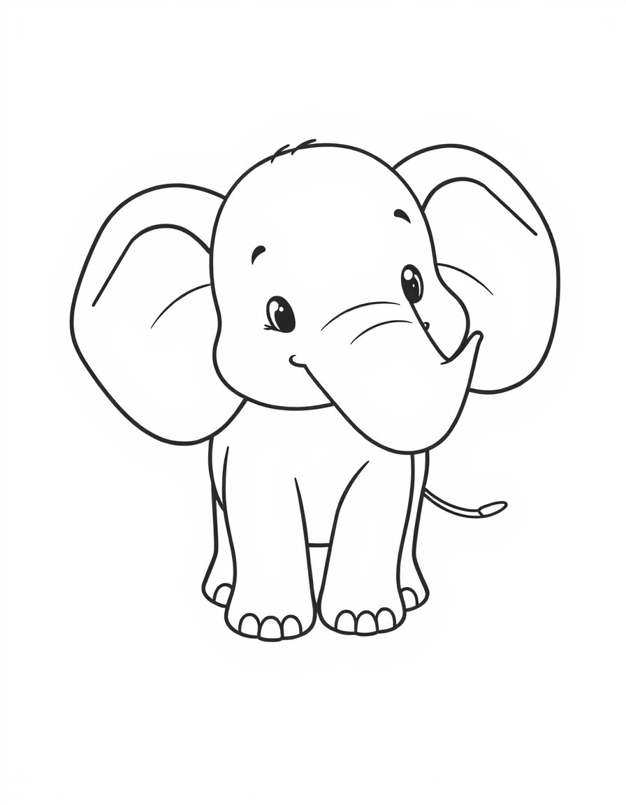 A happy elephant with big floppy ears.