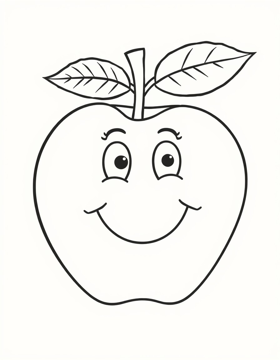 A large apple with a smiling face.