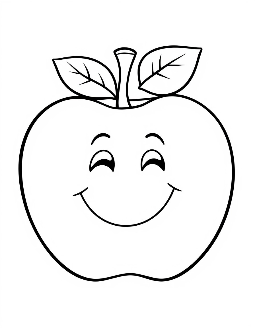 A large apple with a smiling face.