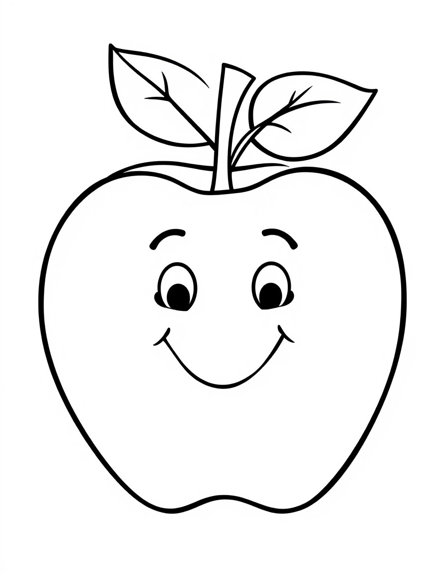 A large apple with a smiling face.