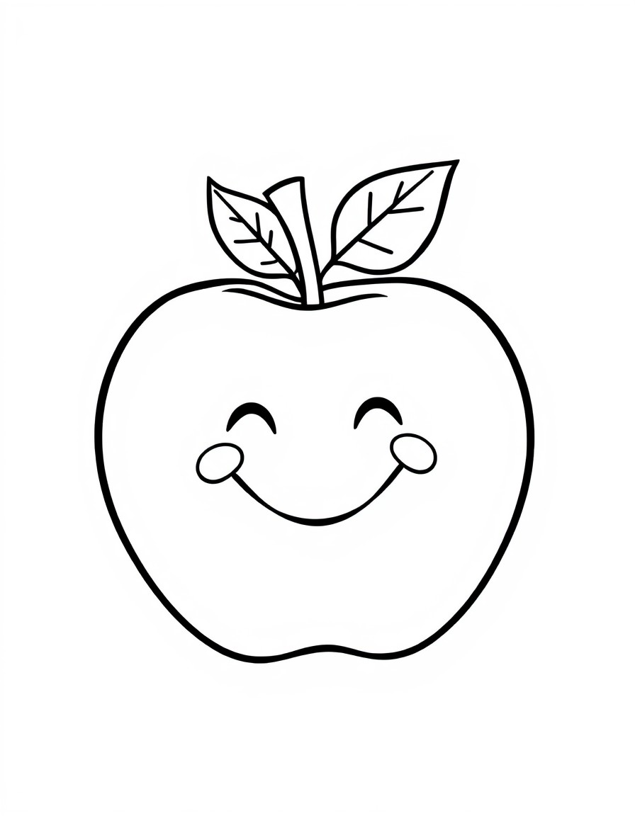 A large apple with a smiling face.