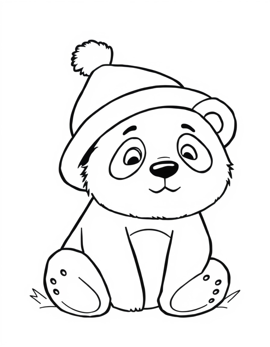 A lazy panda with a big and red hat that has no text on it