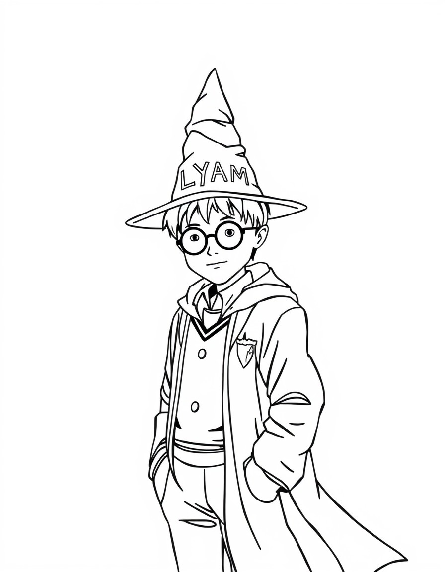 harry potter with hat that says lyam